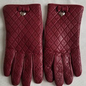 COACH genue leather women gloves red size 8